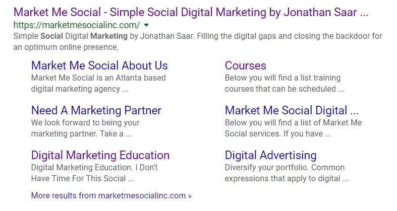 Google Sitelinks example